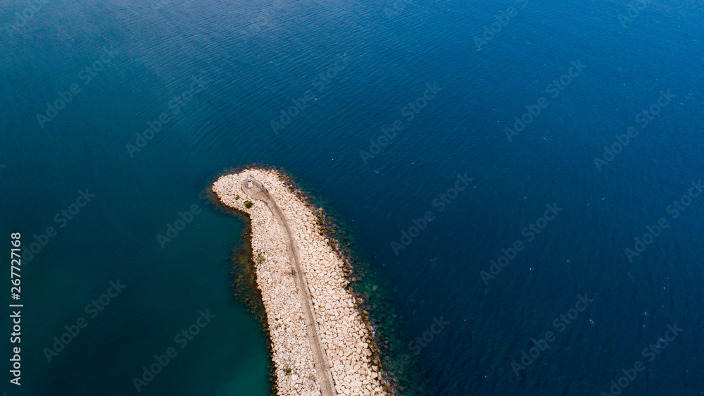 Aerial view of the sea with lighthouse 