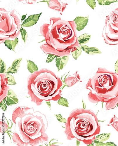 Roses pink pattern © Marina