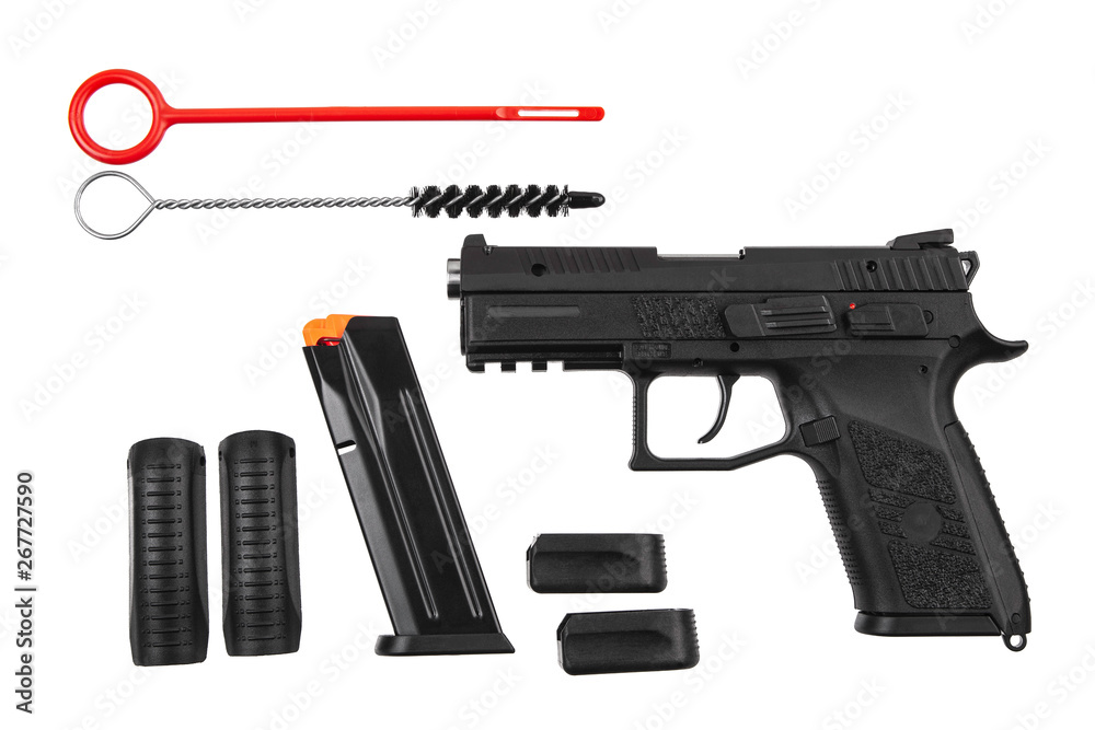 Black gun pistol isolated on white Black gun pistol isolated on white