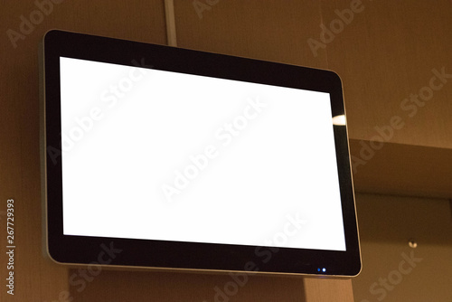 TV screen in elevator.