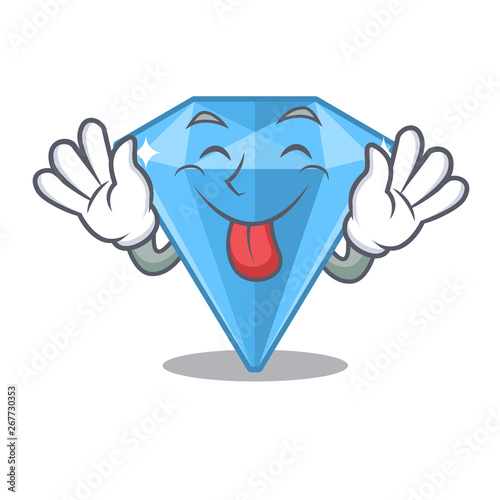 Tongue out sapphire gems in a cartoon bag