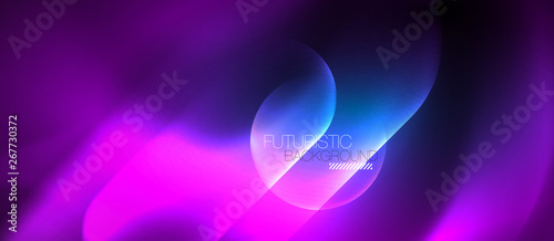 Blue neon round shapes techno background