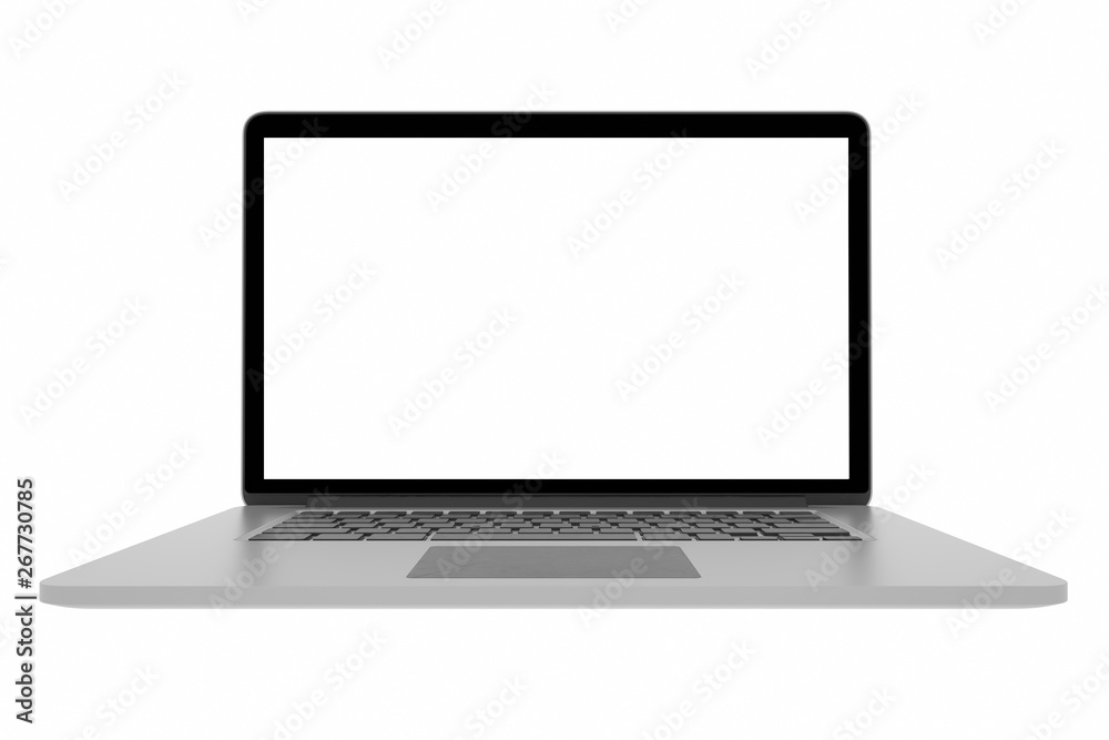 Laptop with blank screen isolated on white background, 3d rendering Laptop with blank screen isolated on white background, 3d rendering