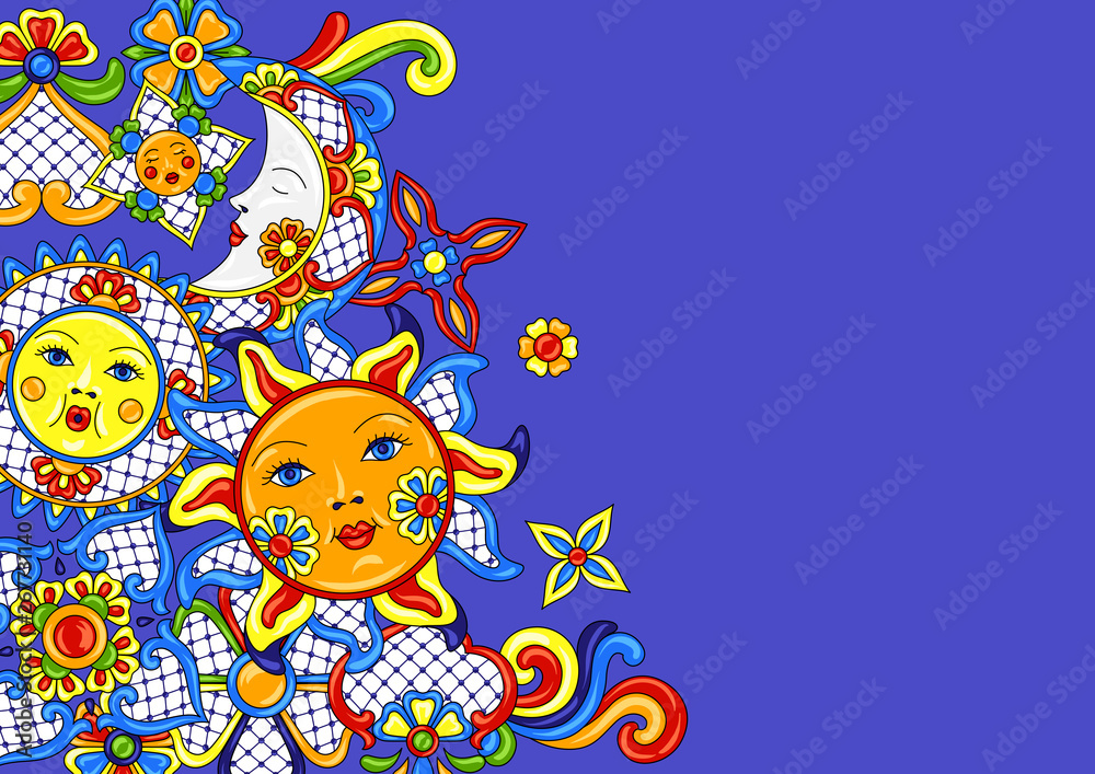 Mexican background with cute naive art items. Mexican background with cute naive art items.