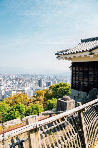Matsuyama city view from Matsuyama Castle in Shikoku  Japan