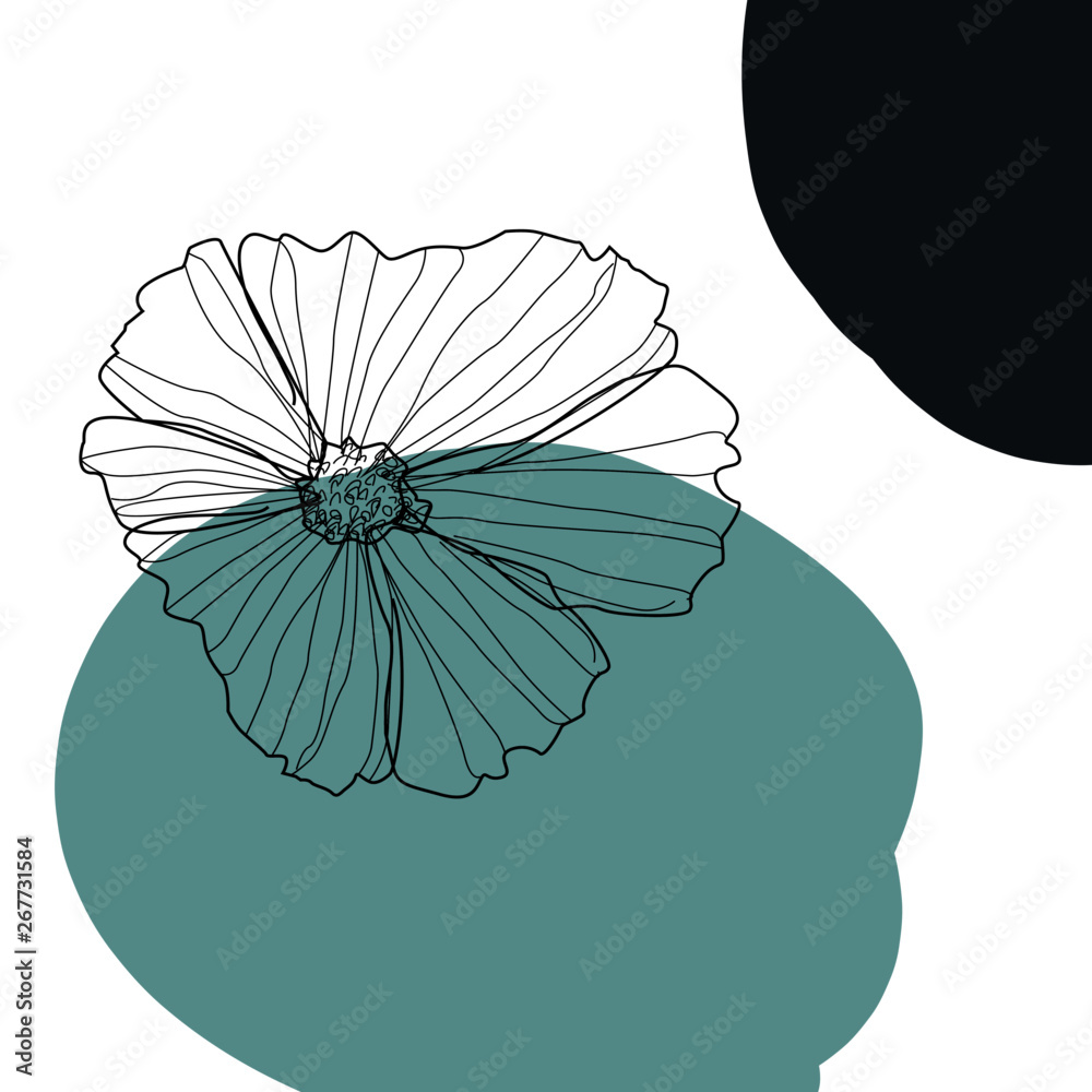 Obraz premium Modern abstract art design with organic shapes. Contemporary collage style design with hand drawn botanical elements and abstract shapes in trendy warm color palette. 