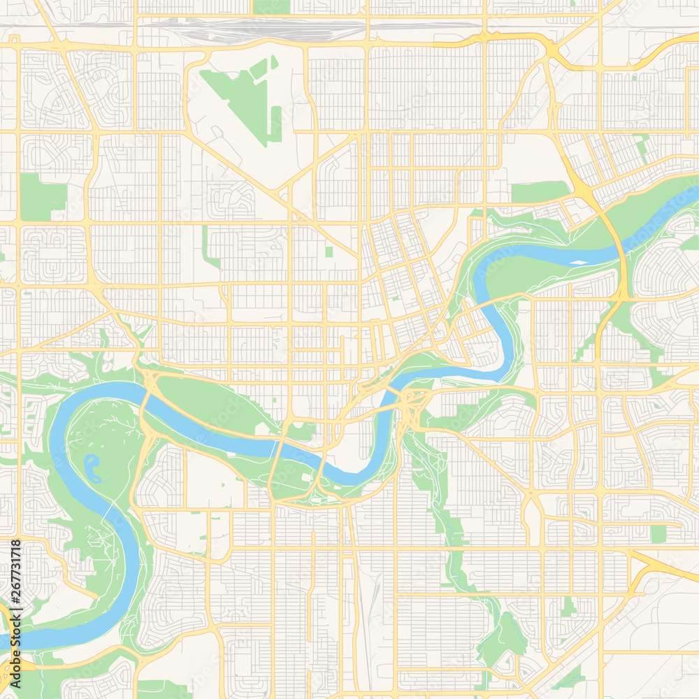 Empty vector map of Edmonton, Alberta, Canada
