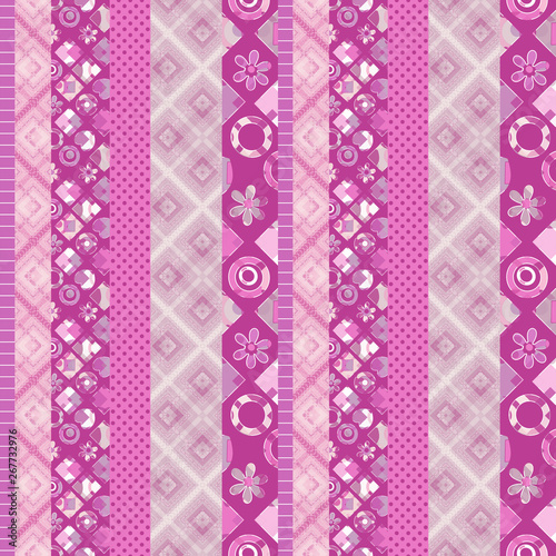 Seamless patchwork lined bright colorful pattern