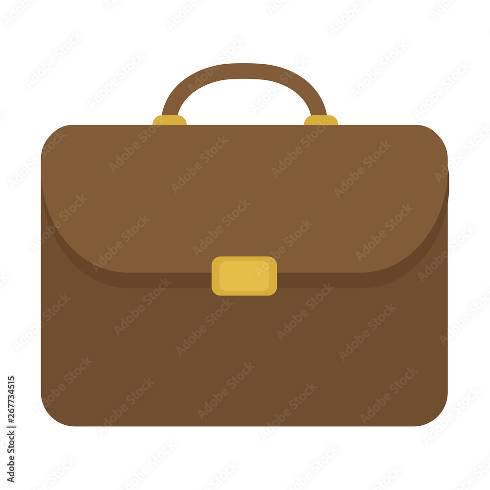 Brown briefcase with golden lock vector icon Brown briefcase with golden lock vector icon