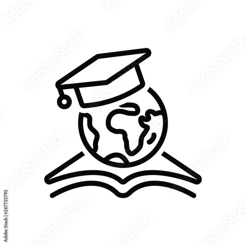 Black line icon for education for all