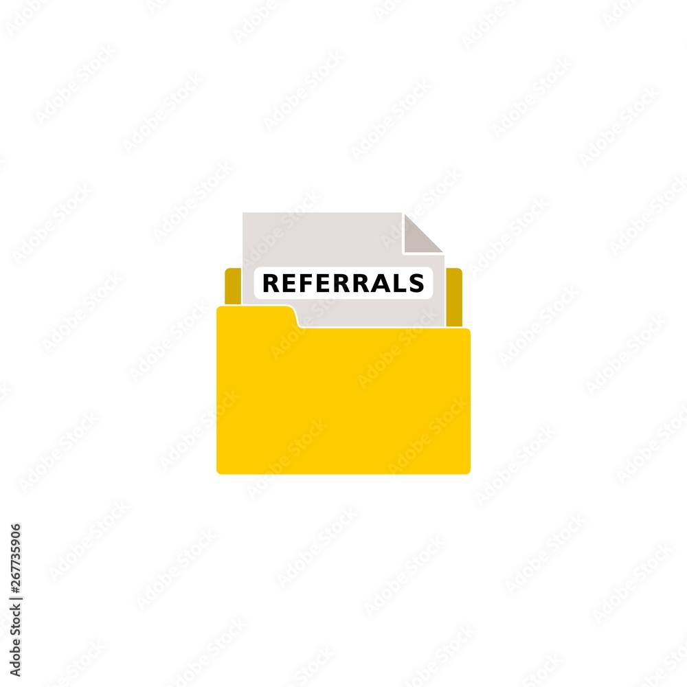 Referrals Concept on Folder Register icon logo Referrals Concept on Folder Register icon logo