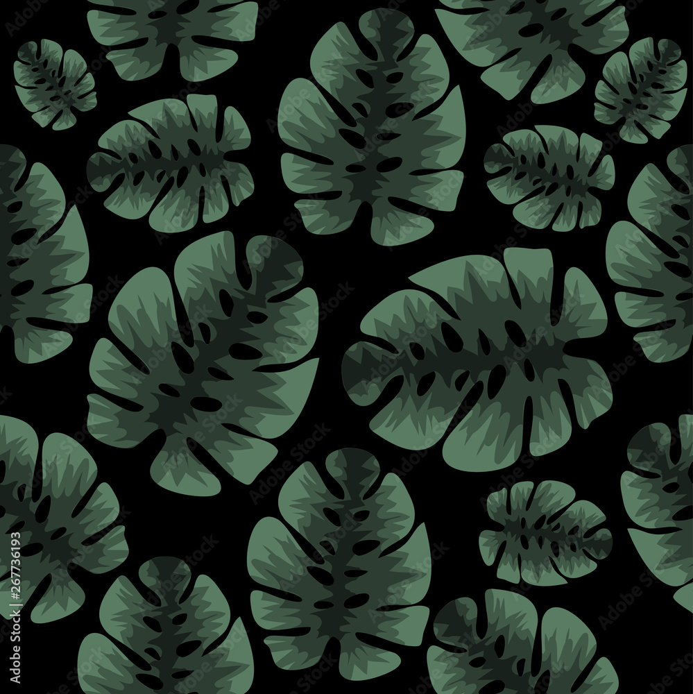 Green seamless tropical leaves pattern Green seamless tropical leaves pattern