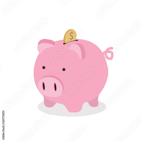 Piggy bank with coin vector Icon