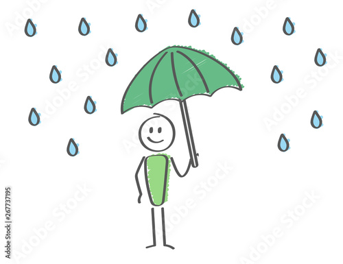 Stick Figure - man with umbrella protection