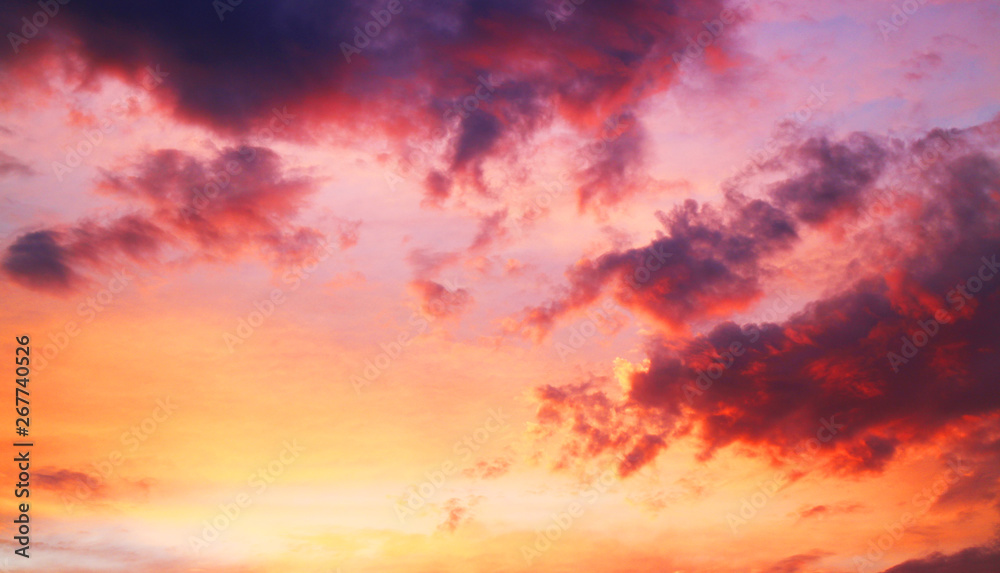 Colorful sunset and clouds background.