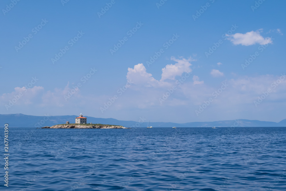 landscape with small island in adriatic sea landscape with small island in adriatic sea