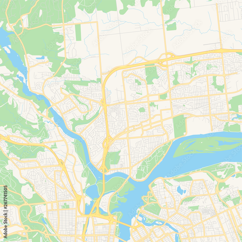 Empty vector map of Gatineau, Quebec, Canada
