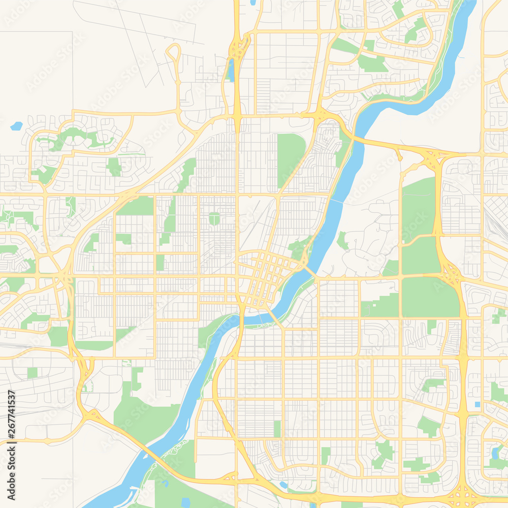 Empty vector map of Saskatoon, Saskatchewan, Canada