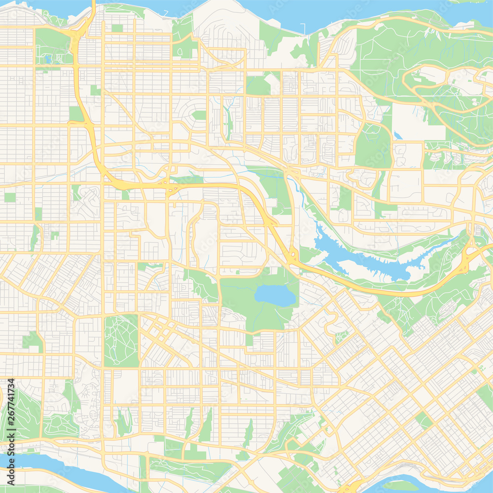 Empty vector map of Burnaby, British Columbia, Canada