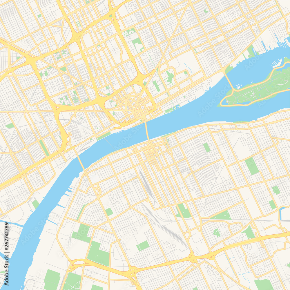 Empty vector map of Windsor, Ontario, Canada