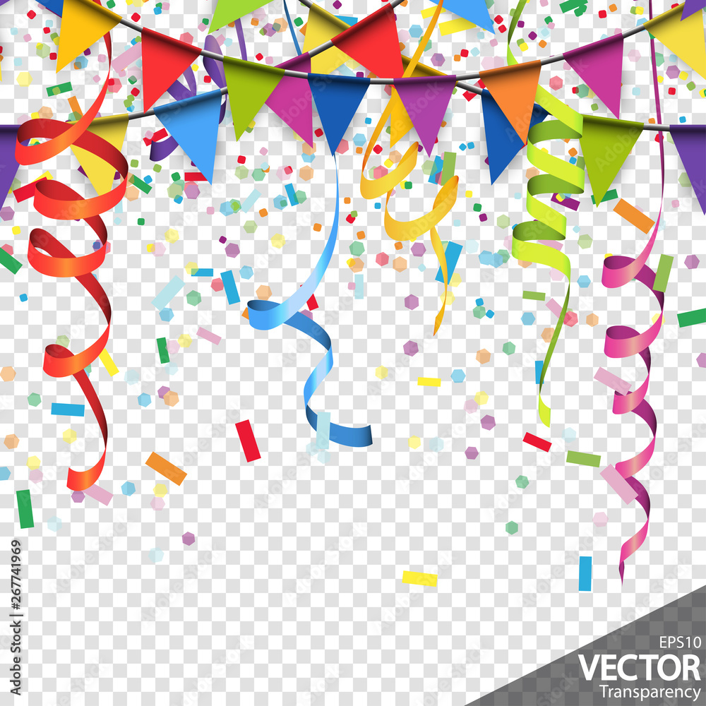confetti, garlands and streamers party background confetti, garlands and streamers party background