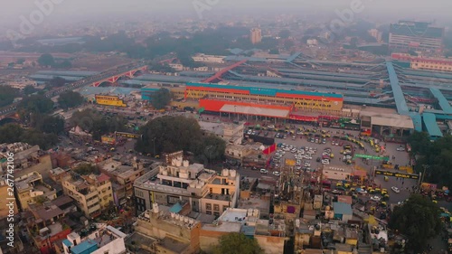 NDLS Rail station, Delhi, India, 4k aerial drone photo