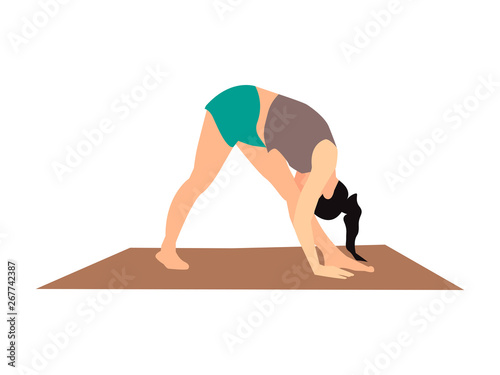 woman doing yoga on white background