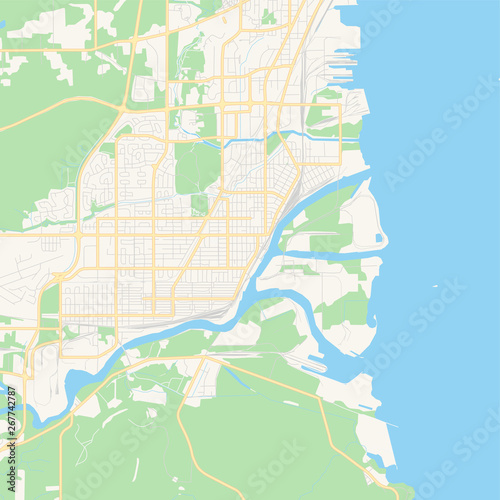 Fototapeta Naklejka Na Ścianę i Meble -  Empty vector map of Thunder Bay, Ontario, Canada