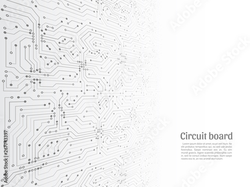 Abstract 3D circuit board. Futuristic vector illustration. High-tech technology abstract background.