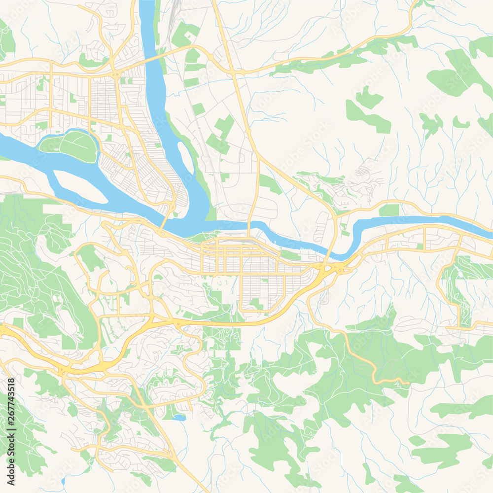 Empty vector map of Kamloops, British Columbia, Canada