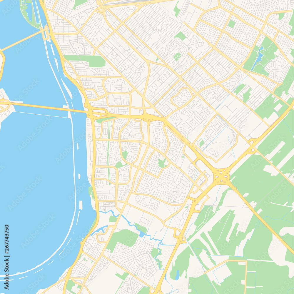 Empty vector map of Brossard, Quebec, Canada