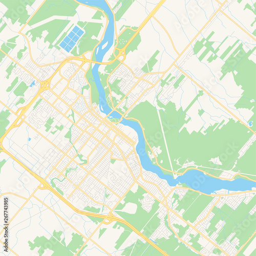Empty vector map of Drummondville, Quebec, Canada