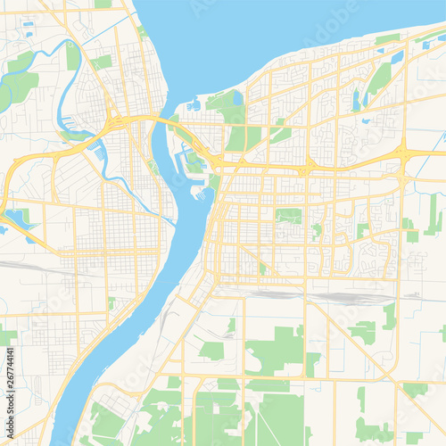 Empty vector map of Sarnia, Ontario, Canada photo