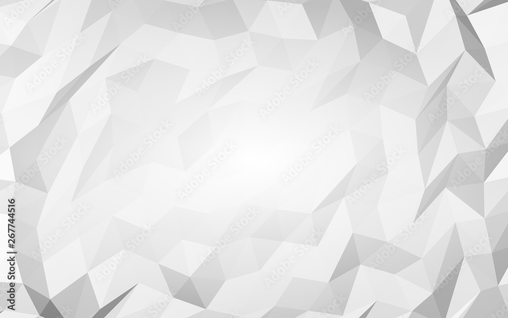 White abstract background. Lowpoly backdrop. Crumpled paper. 3D illustration