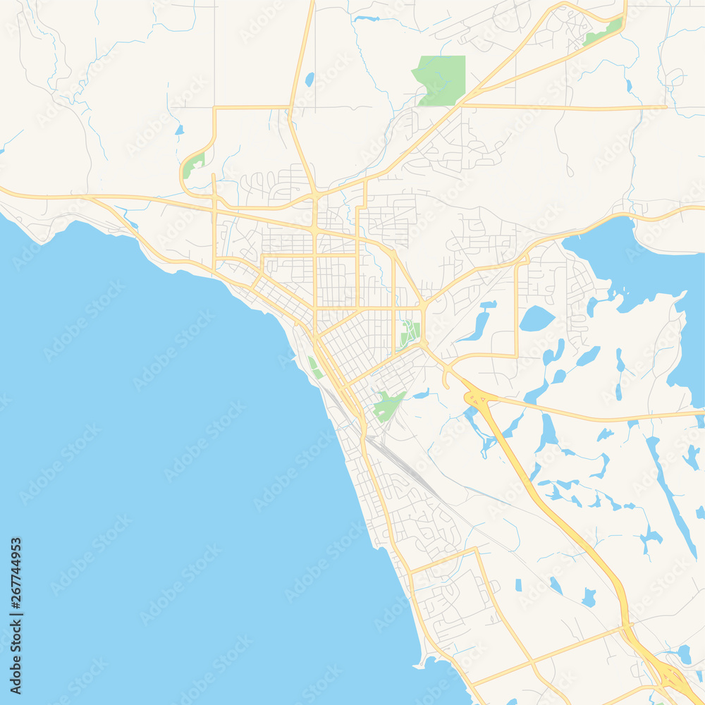 Empty vector map of North Bay, Ontario, Canada