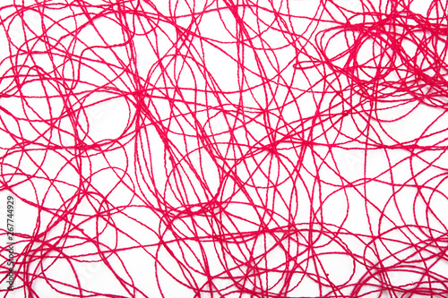 red threads on white background