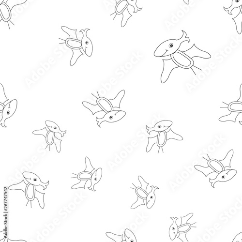 Dinosaur pterodactyl contour seamless pattern