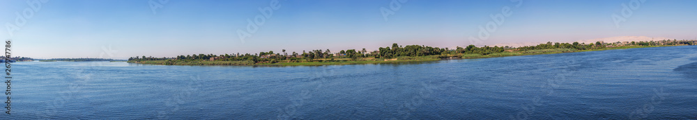 Panorama of the Nile in Luxor, seen from the right bank