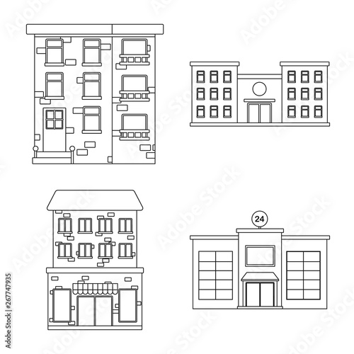 Isolated object of architecture and exterior  symbol. Set of architecture and city vector icon for stock.