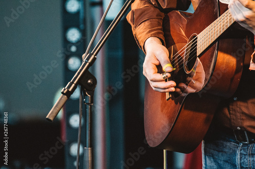 GATESHEAD, ENGLAND - JANUARY 22 2015: Norrie McCulloch performs live on the indoor stage at Sage Gateshead's Summertyne Americana Festival 2015