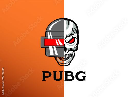 PUBG - PlayerUnknowns Battlegrounds Game. Vector helmet from Playerunknown's Battleground. Cartoon illustration