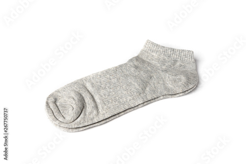 Gray socks isolated on white background. 