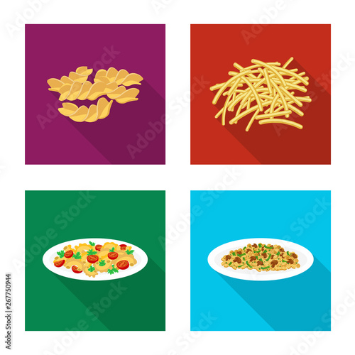 Vector illustration of pasta and carbohydrate icon. Collection of pasta and macaroni stock symbol for web.