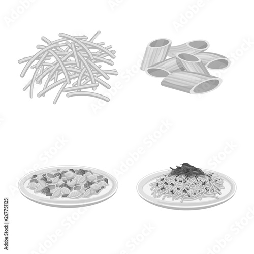 Vector design of pasta and carbohydrate logo. Collection of pasta and macaroni stock symbol for web.