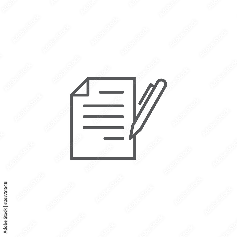 Contract signing, document and pencil or pen vector icon concept, isolated on white background Contract signing, document and pencil or pen vector icon concept, isolated on white background