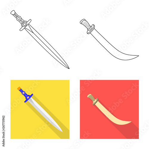 Vector illustration of game  and armor  icon. Collection of game  and blade  stock symbol for web.