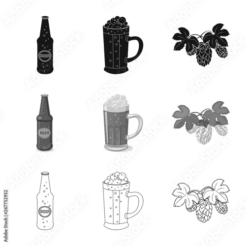 Vector illustration of pub and bar sign. Set of pub and interior stock vector illustration.