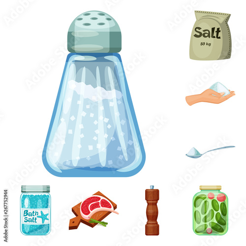 Vector design of salt  and food sign. Set of salt  and mineral  vector icon for stock.