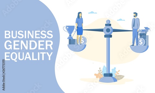 Business gender equality vector concept web banner, website page