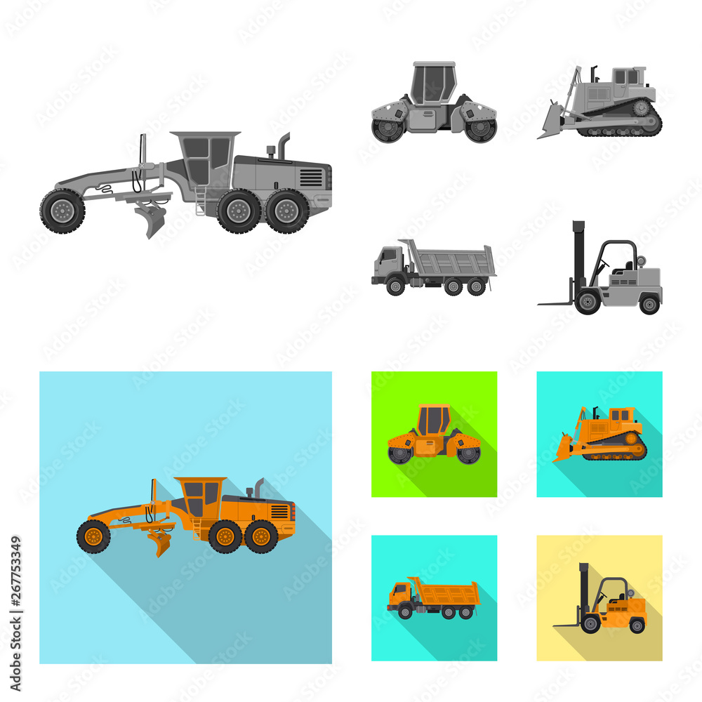 Vector illustration of build and construction icon. Collection of build and machinery vector icon for stock. Vector illustration of build and construction icon. Collection of build and machinery vector icon for stock.